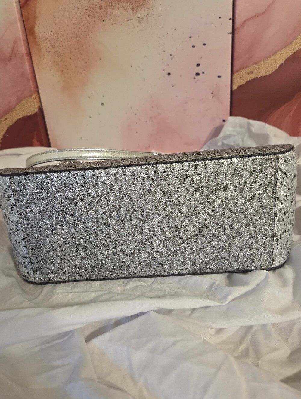 Michael Kors Silver MK Signature Tote 03438 - Picture 7 of 10